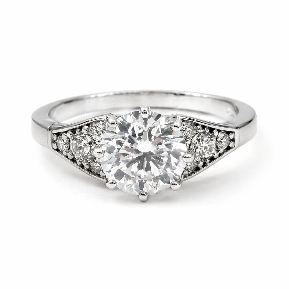 CZ Engagement Ring Sterling Silver Round Cut Diamonique Bridal Size 8